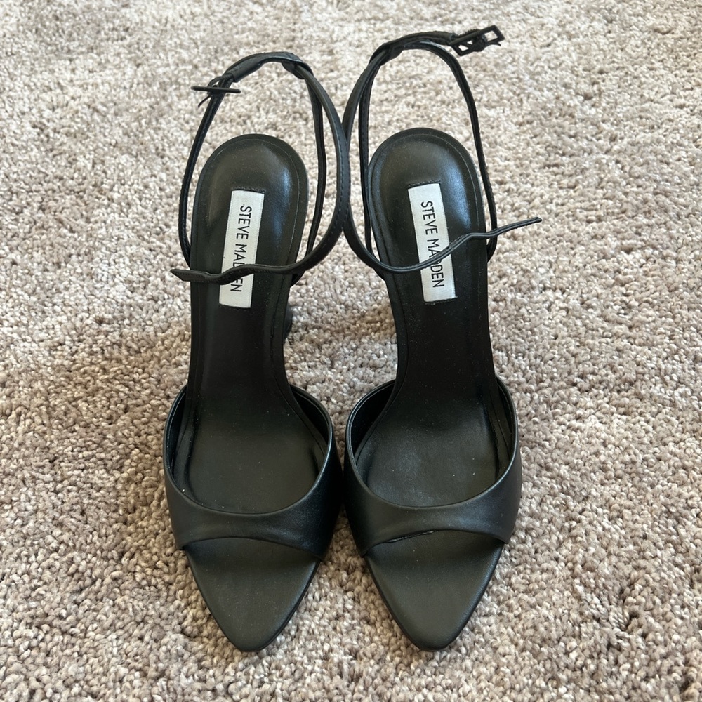 Steve Madden Black Ankle Strap Peep Toe Heels